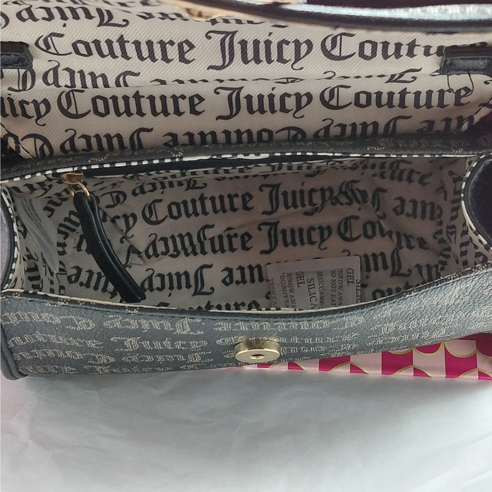 Juicy Couture 2 Piece Mini Crossbody Bag Matching Card Wallet Brown Logo Purse - Image 7