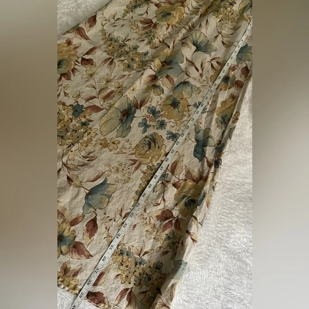 TSD Two Star Dog Floral Linen Maxi Skirt Boho Cottagecore Elastic Waist Size M - Image 7