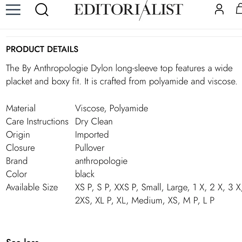 Anthropologie Dylon Oversized Long Sleeve Black Blouse - Image 4