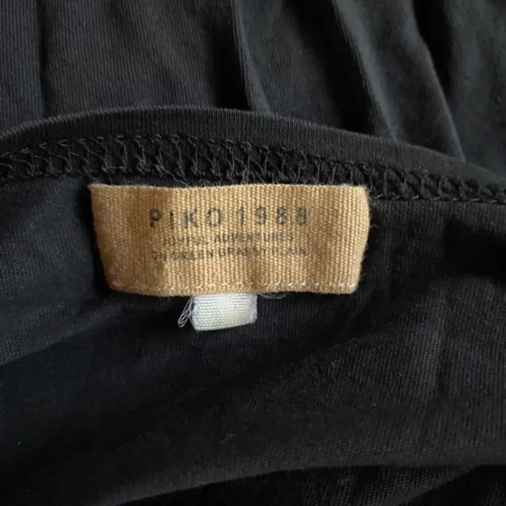 Piko 1988 Women’s Size M Black Vintage Cotton Blouse Shoulder Pad Long Sleeve To Size M - Image 3