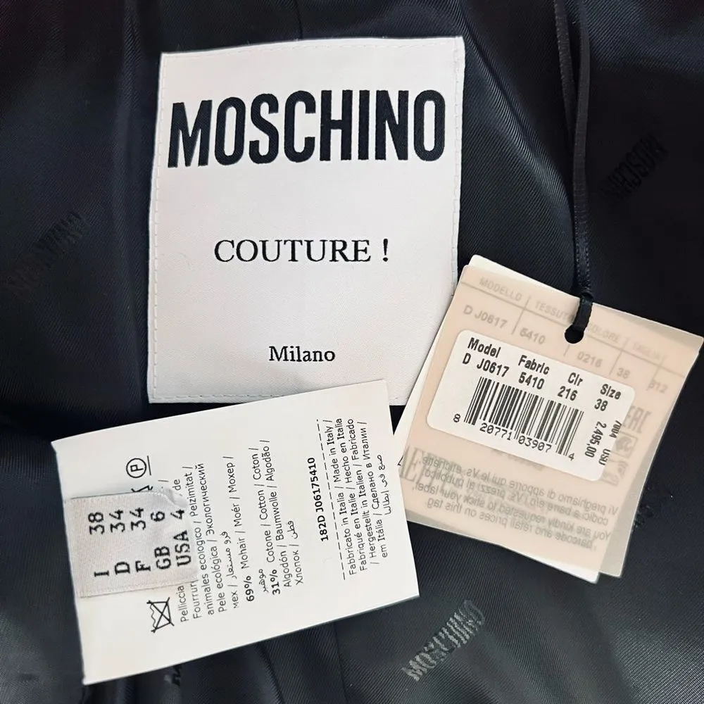 MOSCHINO COUTURE Long Faux Teddy Fur Jacket, Italian, FUCHSIA, Size 4,‎ NWT - Image 9