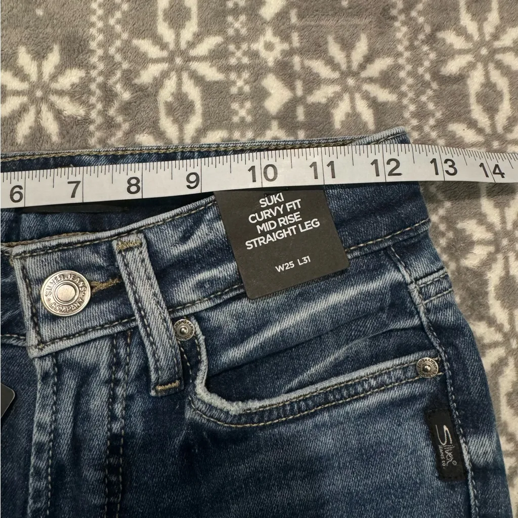 NWT Buckle Silver Jeans Curvy Suki Mid‎ Rise Straight Leg Jeans Indigo Size 25 - Image 11