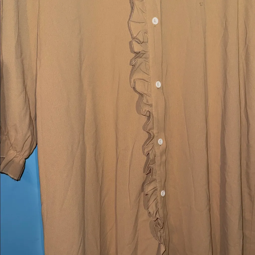 SHEIN Elegant Tan Ruffle Dress - Image 5