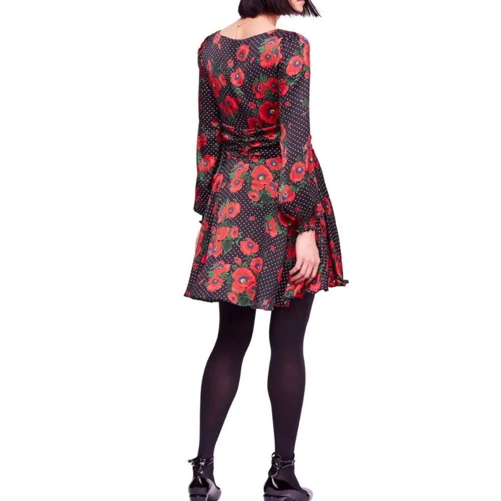 Free‎ People floral satin mini dress size 0 New - Image 2