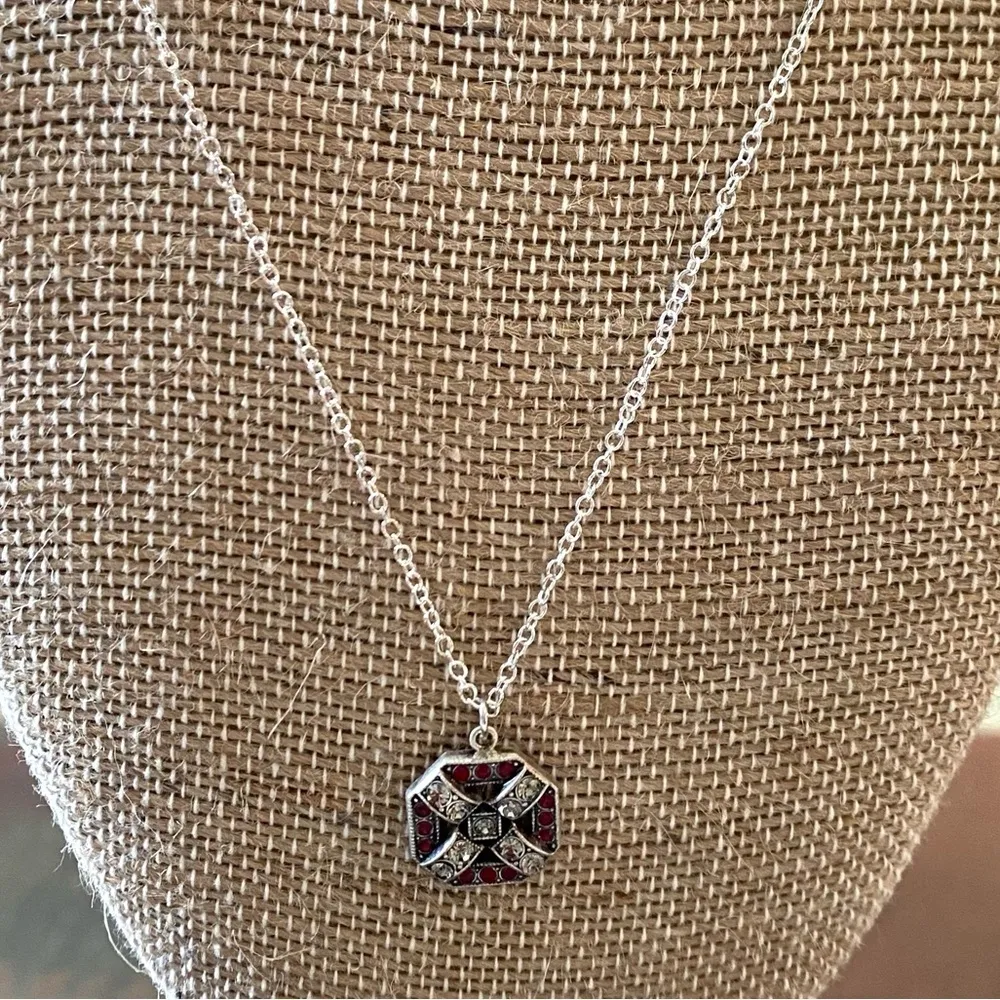 Red & Clear Crystal Pendant 925 Chain - Image 4