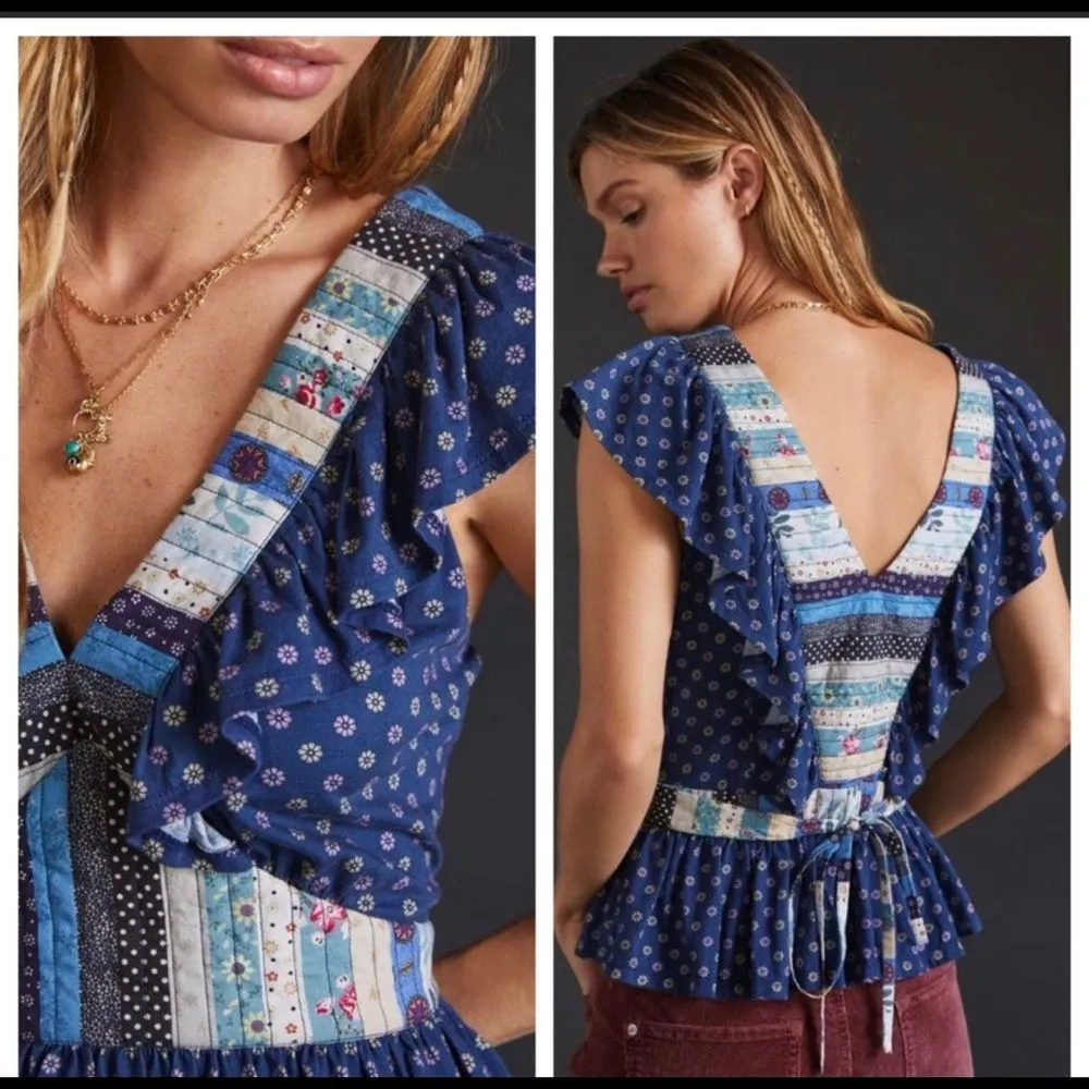 Free People NWT Let Me Be Ruffled Patchwork Top - Image 3