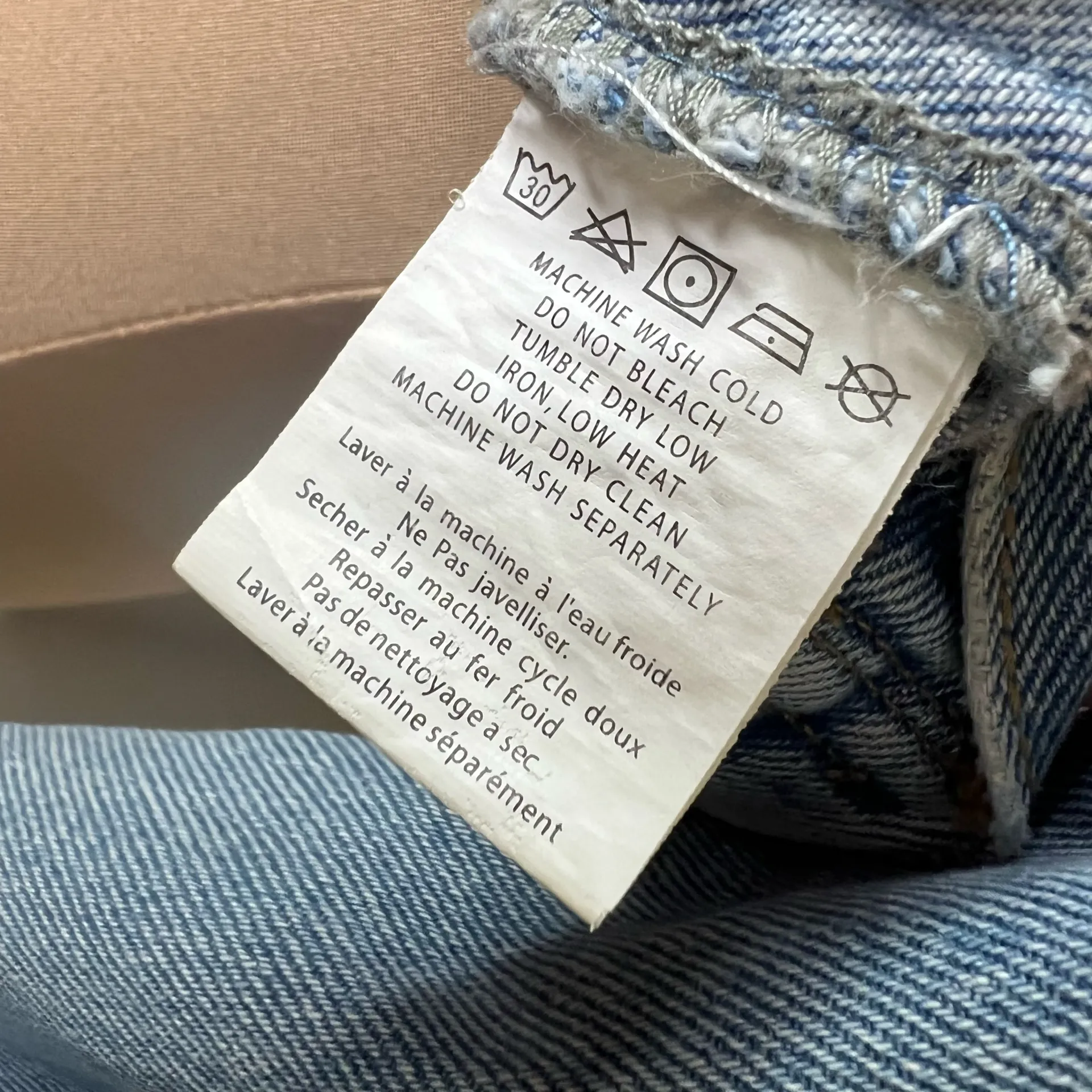 Glamorous Denim Jean Jacket XS Womens Trucker Hand Painted Floral Med Wash Blue - Image 8