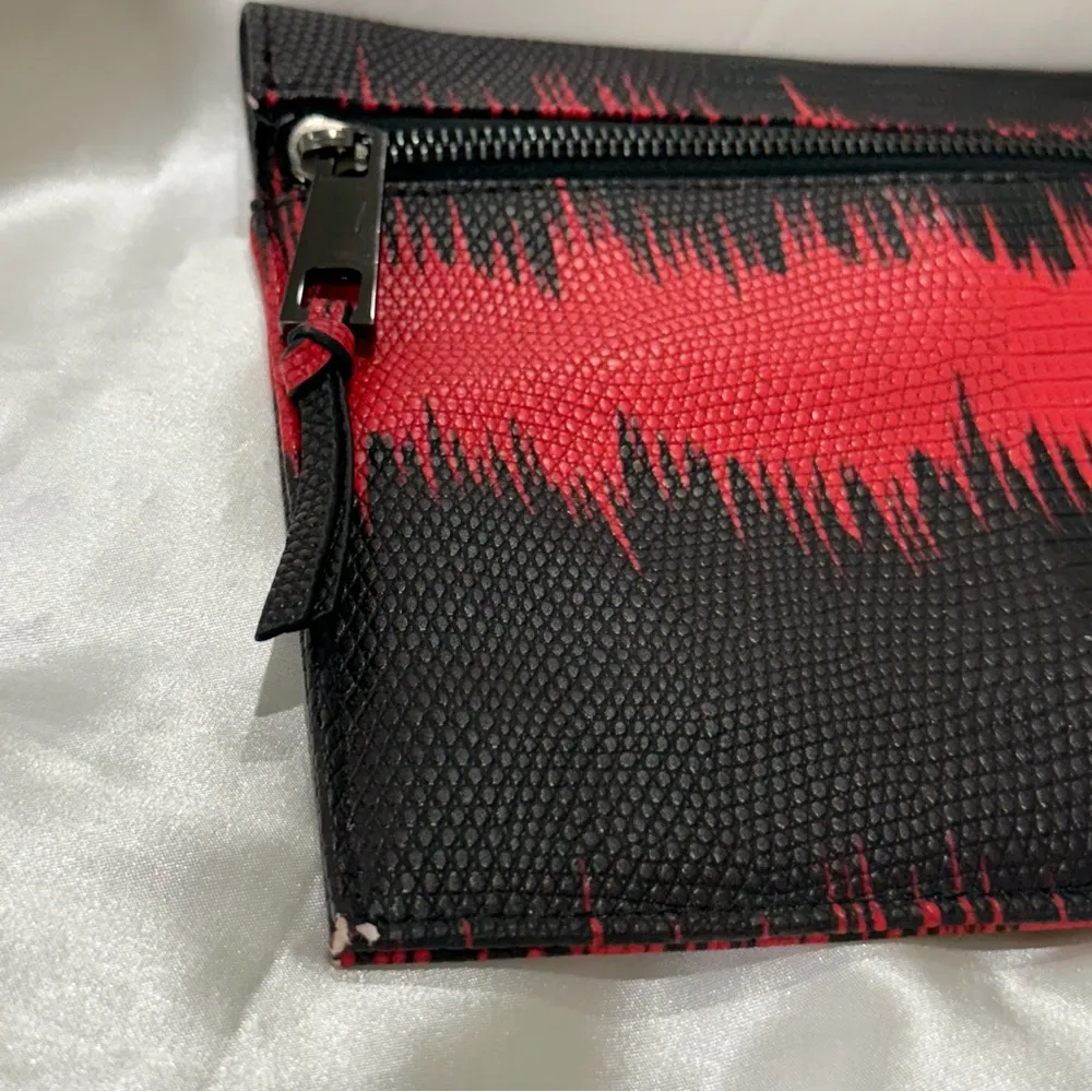 Sondra Roberts Squared Clutch Envelope Bag Red Black Edgy Whimsigoth Snakeskin - Image 8