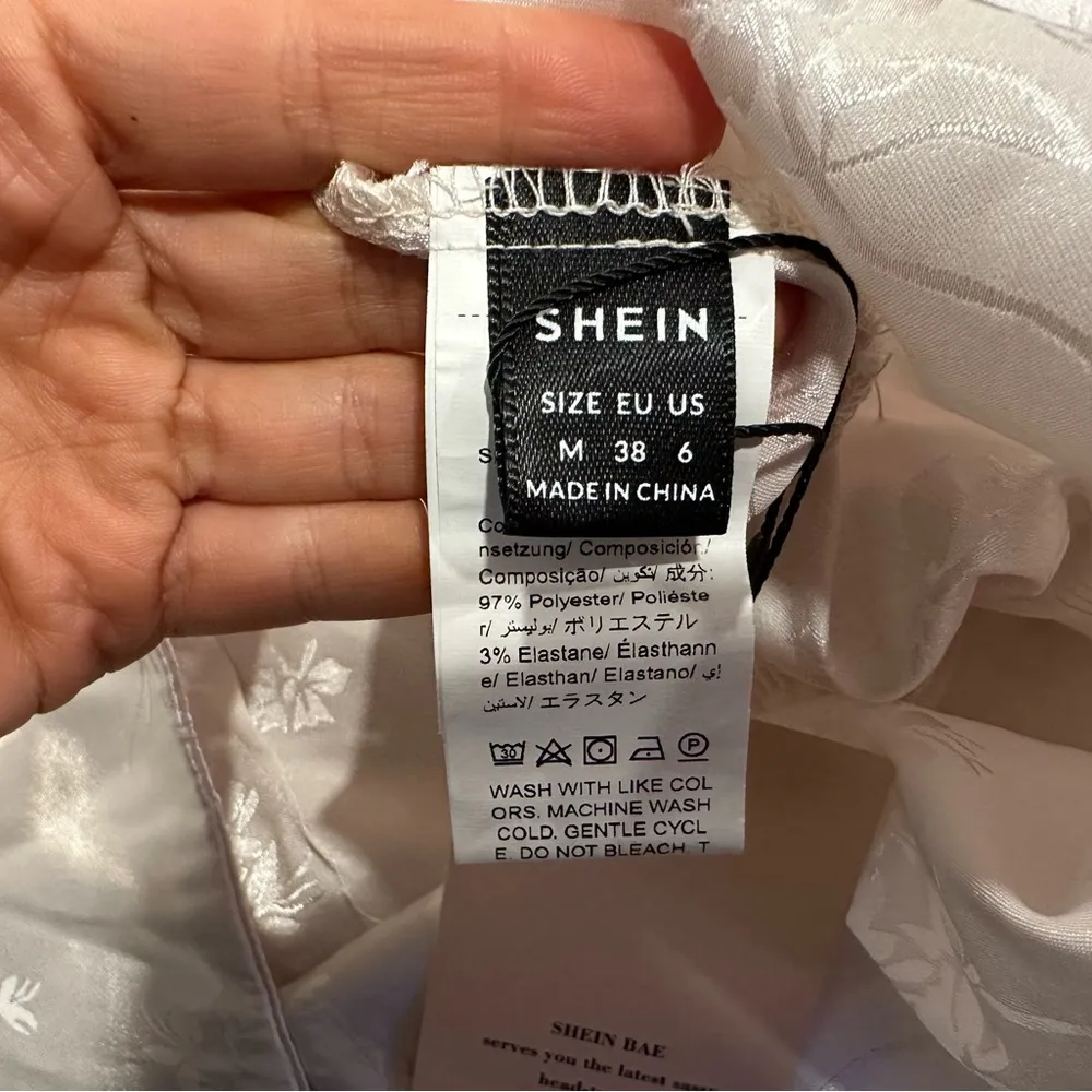 Shein Bae Floral Jacquard Draped Collar Slit Thigh Backless Halter Dress M NEW - Image 6