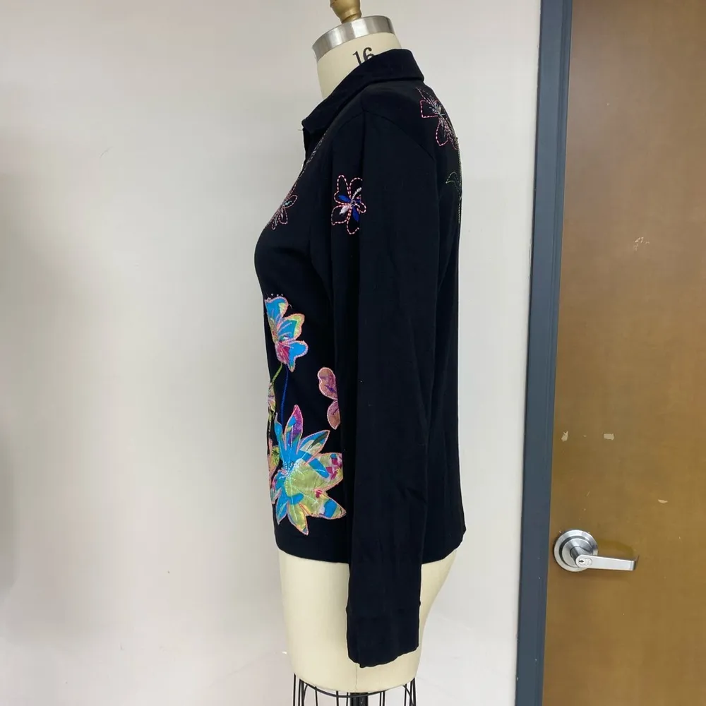 Y2K Laura Ashley Floral Appliqué Jacket M - Image 4