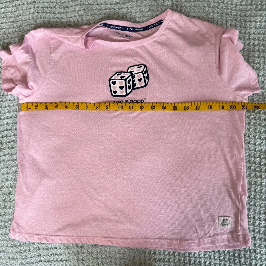 Life is Good Pajama Set Womens Large Heart Dice Valentines Day Shorts Shirt Top - Image 6