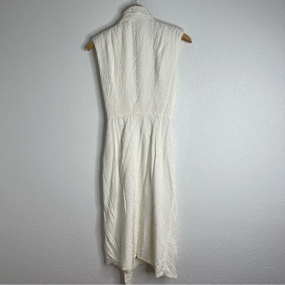 Jay Godfrey Dress Ivory White Gino Zebra Dress Sleeveless V Neck Satin Size 6 - Image 5