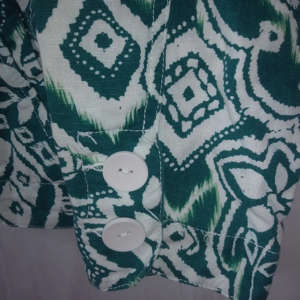 Croft & Barrow XL Turquoise Green White Design Jacket Plus - Image 9