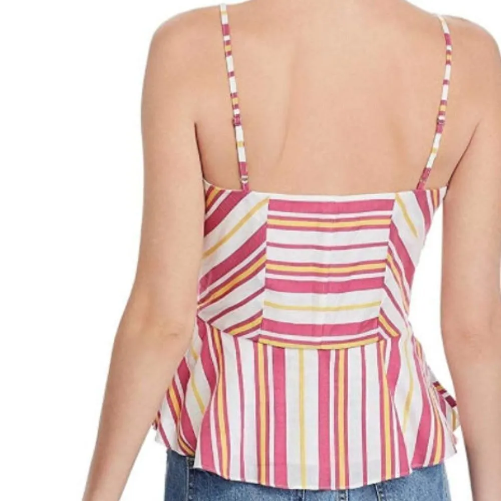 Parker  Women's Whitney V-Neck Peplum Top – Poolside Stripe – Size L – NWT - Image 2