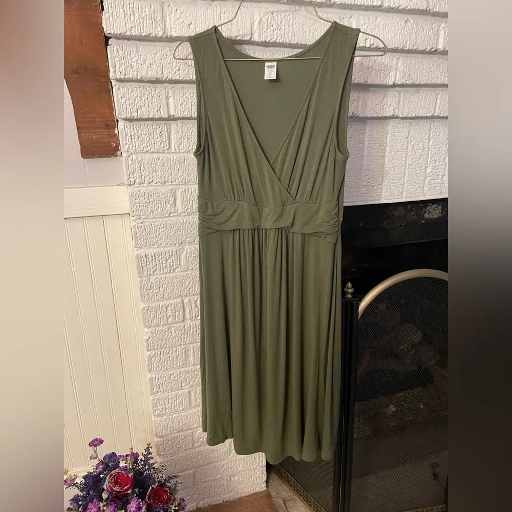 Olive Green Maternity Midi Dress | Old Navy | Size XS - Image 2