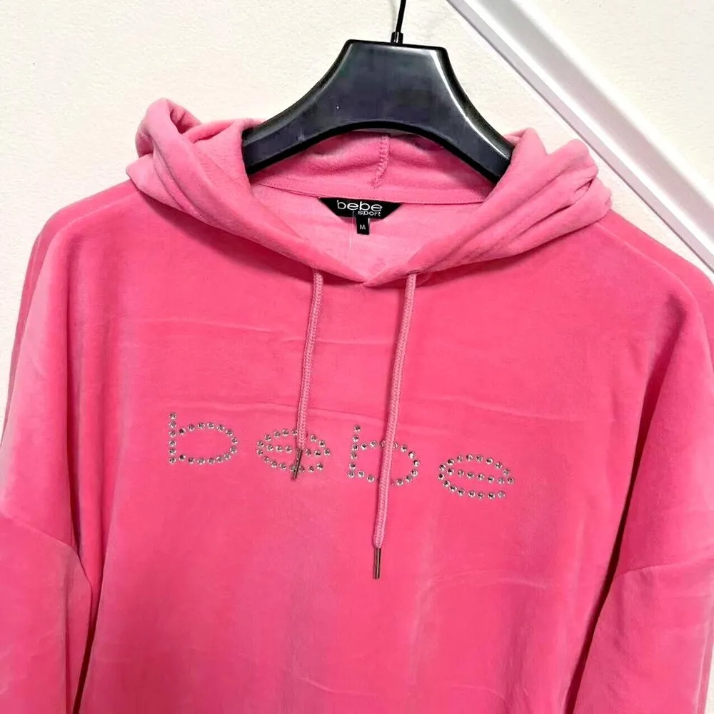 Bebe Pullover Pink Taffy Rhinestones Logo Sz M NWT Pink - Image 5