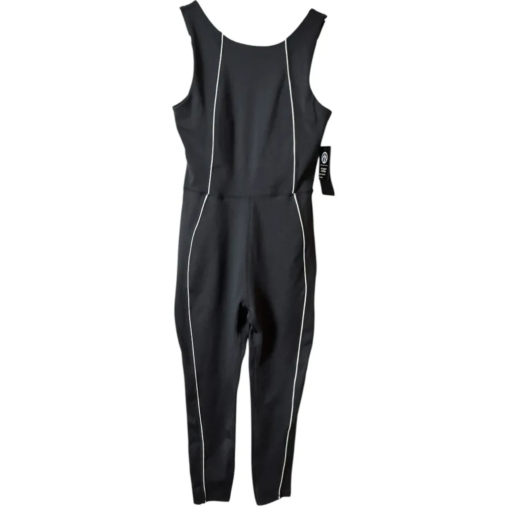 Move Theology Women's black Athletic Sporty Black and White Jumpsuit Sz M NWT Size M - Image 5