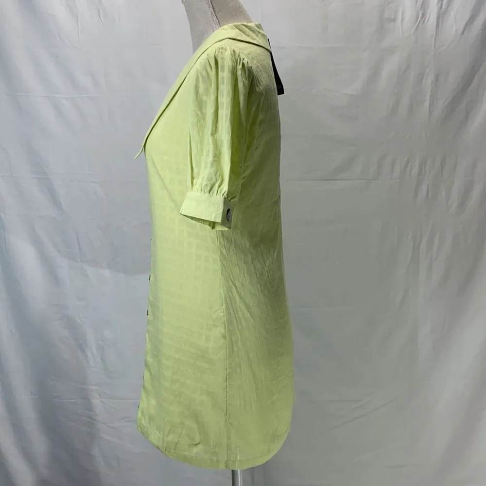 Petite Extreme Collar Shirt Lemon Yellow Mini Dress Size 4 - Image 7