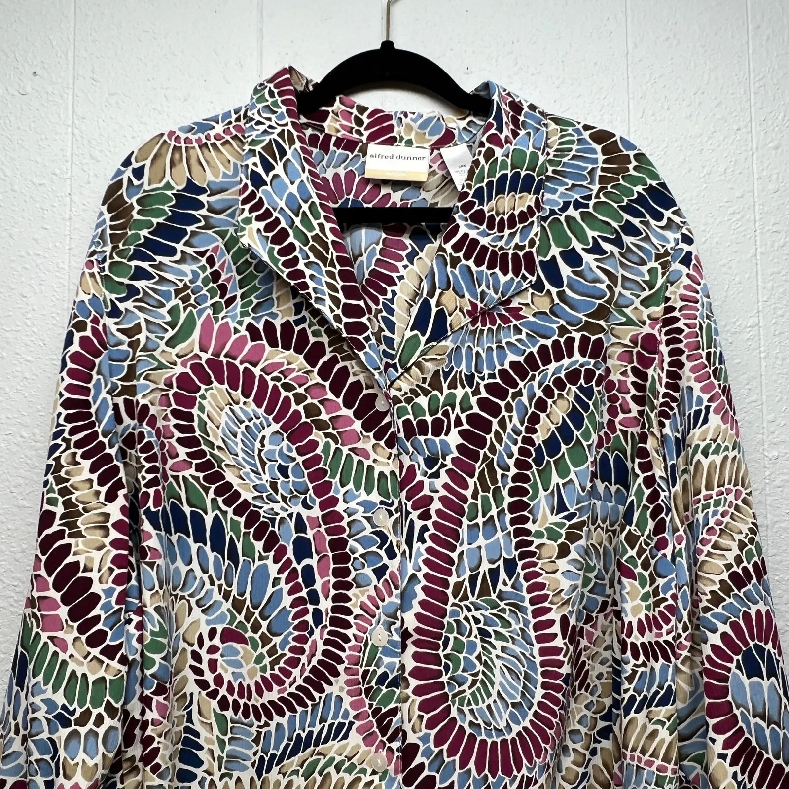 Alfred Dunner Multicolor Button Front Top Womens 24W Casual Workwear Dressy - Image 3