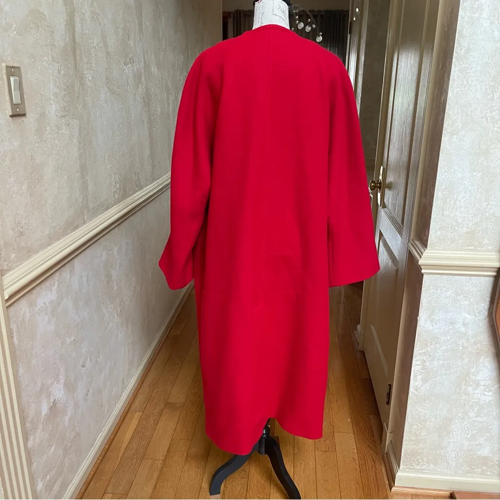 ZARA Red Mantego Wool Blend Midi Statement Coat A-Line Sz XLarge - Image 8