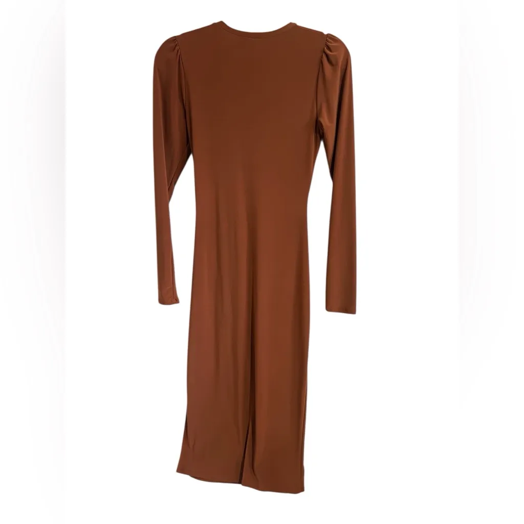 Triple seven Elegant Brown Long Sleeve Dress Size M - Image 2