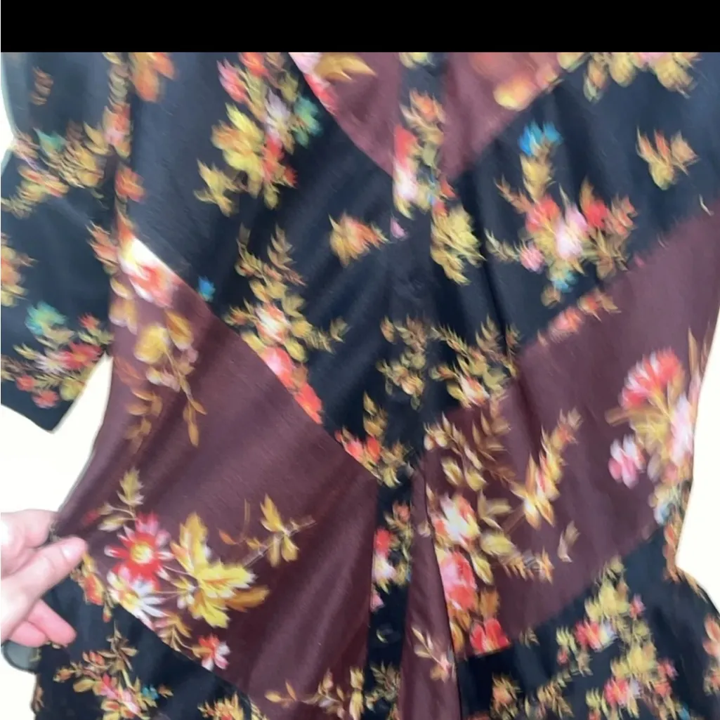 Womens New ASOS Design Mixed Floral Plunge Front Button Front MIDI Dress with Lo - Image 5