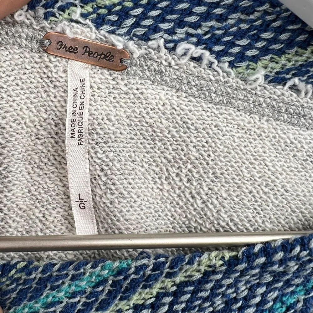 Free People Catalina Mixed Media Pullover Top Blue Sz Large - Image 5