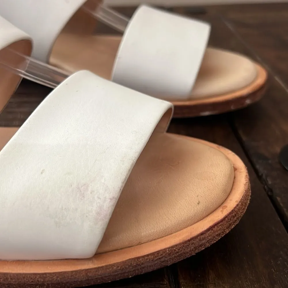 COS Sandals‎ Double Strap Flat White Leather Size US 8 - Image 4