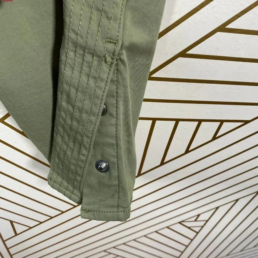 3x1 Simone Trouser Pants Cropped Side Slits Utility Chino Mid Rise Green 26 - Image 7