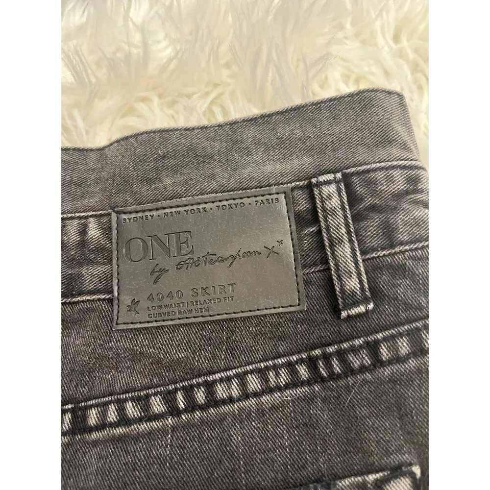 One X  4040 raw hem micro mini skirt in double bass black denim 28 - Image 11