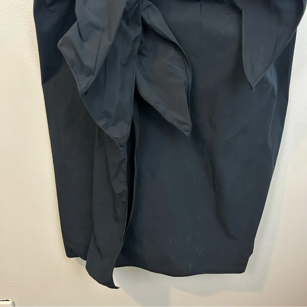 Bottega Veneta Dark Navy Blue Boat Neck Short Sleeve Bias Midi Bow Dress Size 10 - Image 11