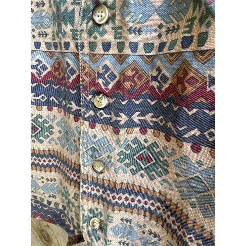 Vivaldi Jeanswear denim vintage Southwest Aztec Stripe button down vest sz M/L Size M - Image 3