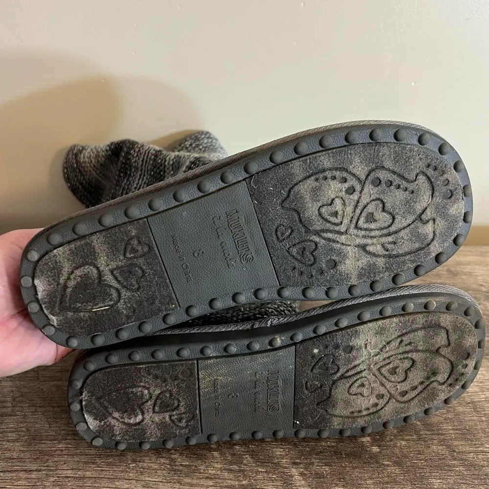 Muk Luks a la mode Tall Knit Sweater Boots Buttons Gray Women’s Size 8 - Image 8