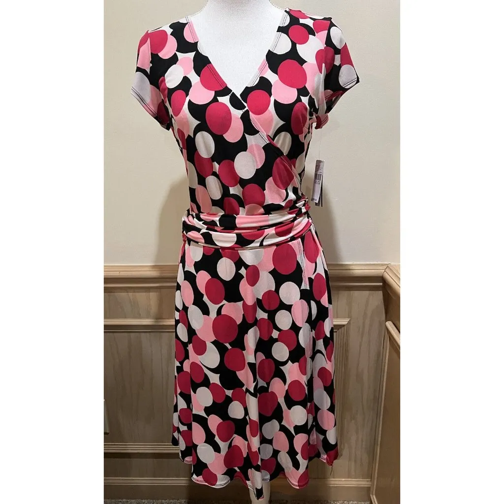 Ab Studio Womens Multicolor Stretch Wrap Knee Length Dress Medium - Image 7