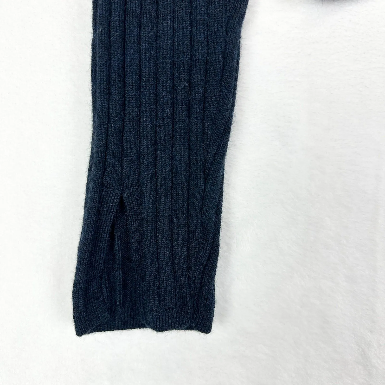 Banana Republic Womens Ribbed Merino Wool Mock Neck Sweater Size Large Navy EUC - Image 3