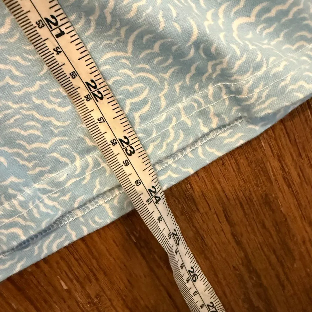 J. McLaughlin Monroe collared blue wave cloud print polo blouse XL - Image 7