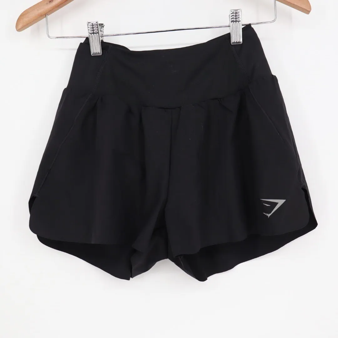 Gymshark Black Running Shorts Women's XS Athletic Performance Activewear GLH5087 - Image 2