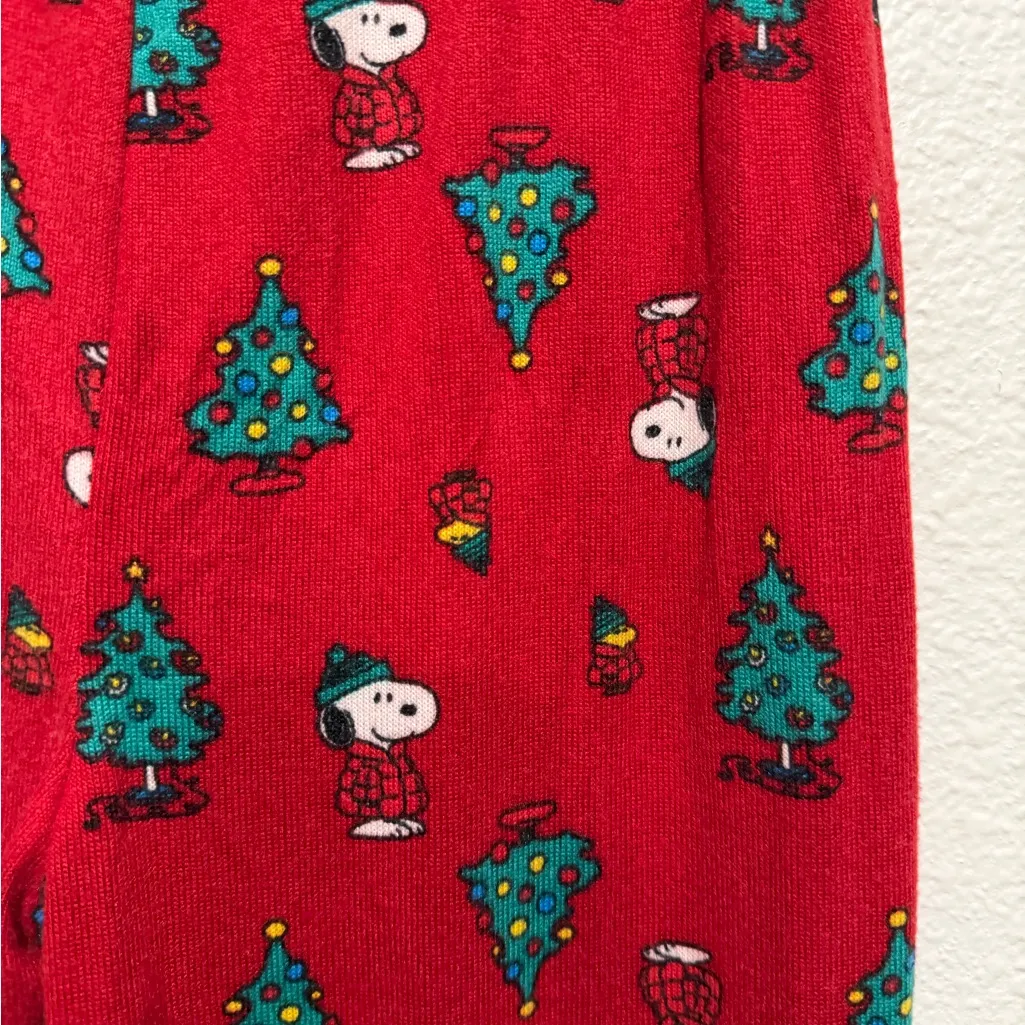 Peanuts Red Pajama Bottoms with Snoopy and Tree Print - Image 4