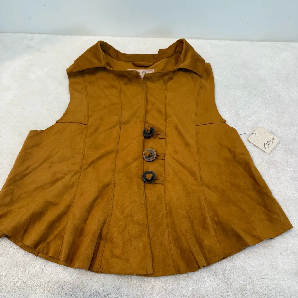 FREE PEOPLE Lacey Vegan Suede Vest - Golden Brown size s - Image 2