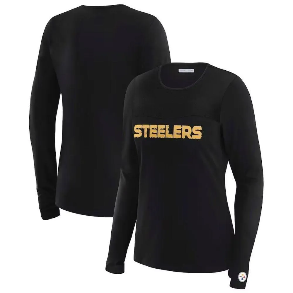 Pittsburgh Steelers WEAR by Erin Andrews  Women's Mesh Panel Long Sleeve T-Shirt - Image 4