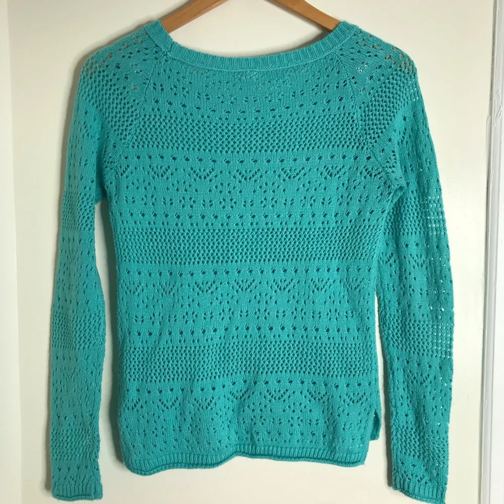 Aeropostale open knit sweater blue size small - Image 3