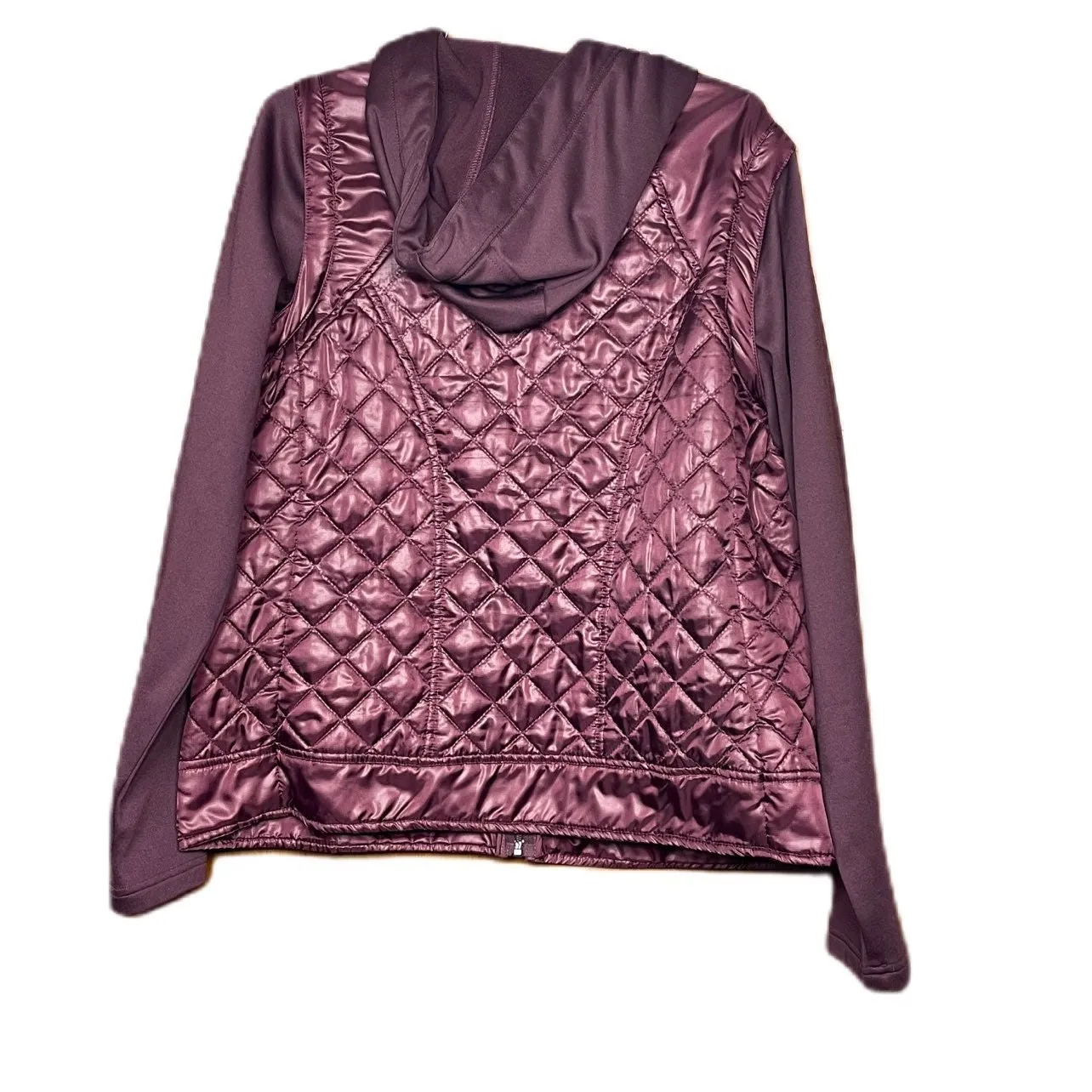 BKE Sport Woman's Shiny Metallic Plum Zip Up Hooded Jacket Size XL - Image 7