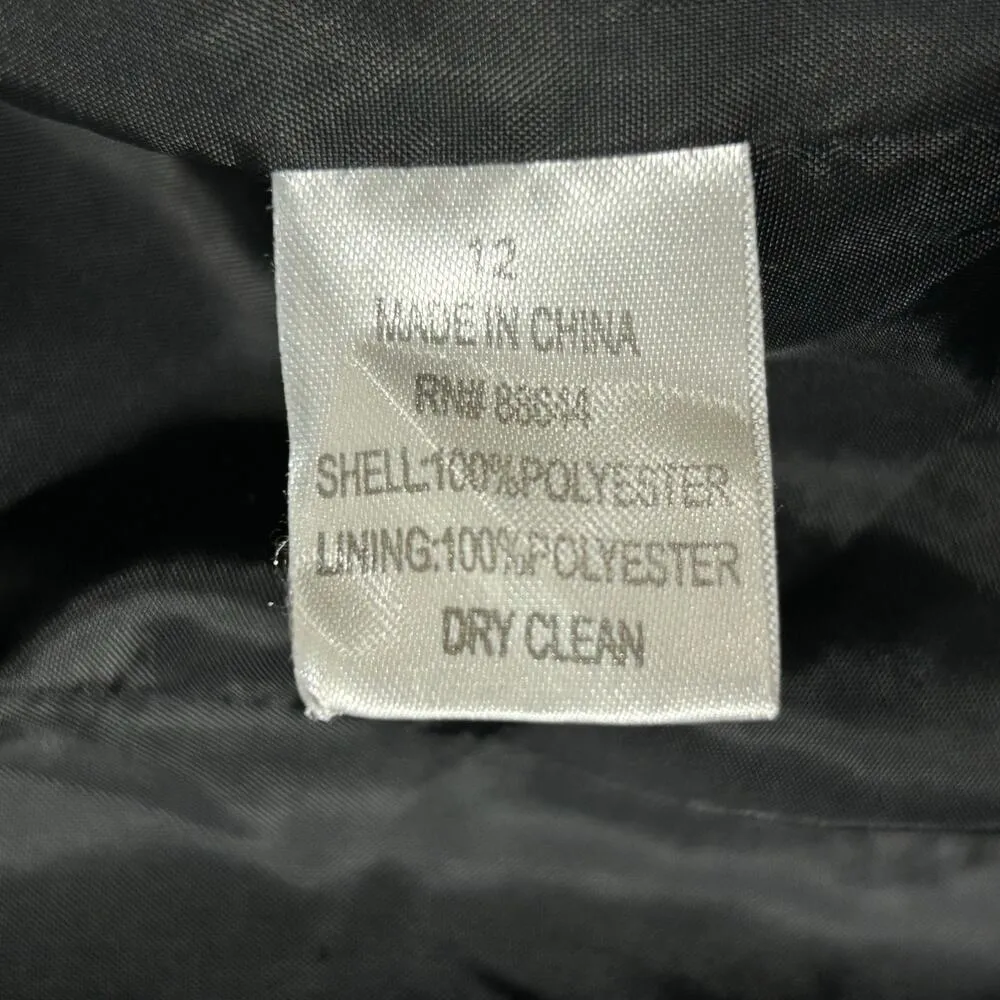 NYP Suits Blazer Womens 12 Black Button Up Diamond‎ Pattern Jacket Career Event - Image 7