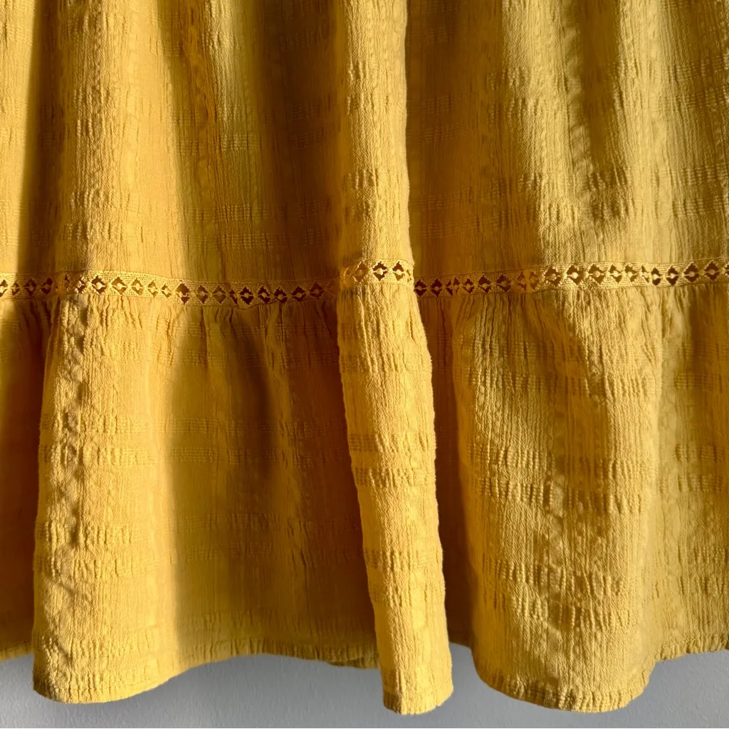 Knox Rose Short Ruffle Sleeve Button Front Yellow Mini Sun Dress Size XS - Image 7