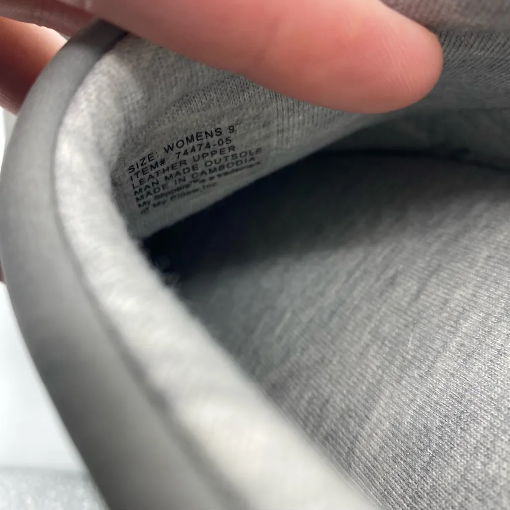 MY SLIPPERS from My Pillow Leather Gray Mule Slippers‎ Size 9 all season - Image 4