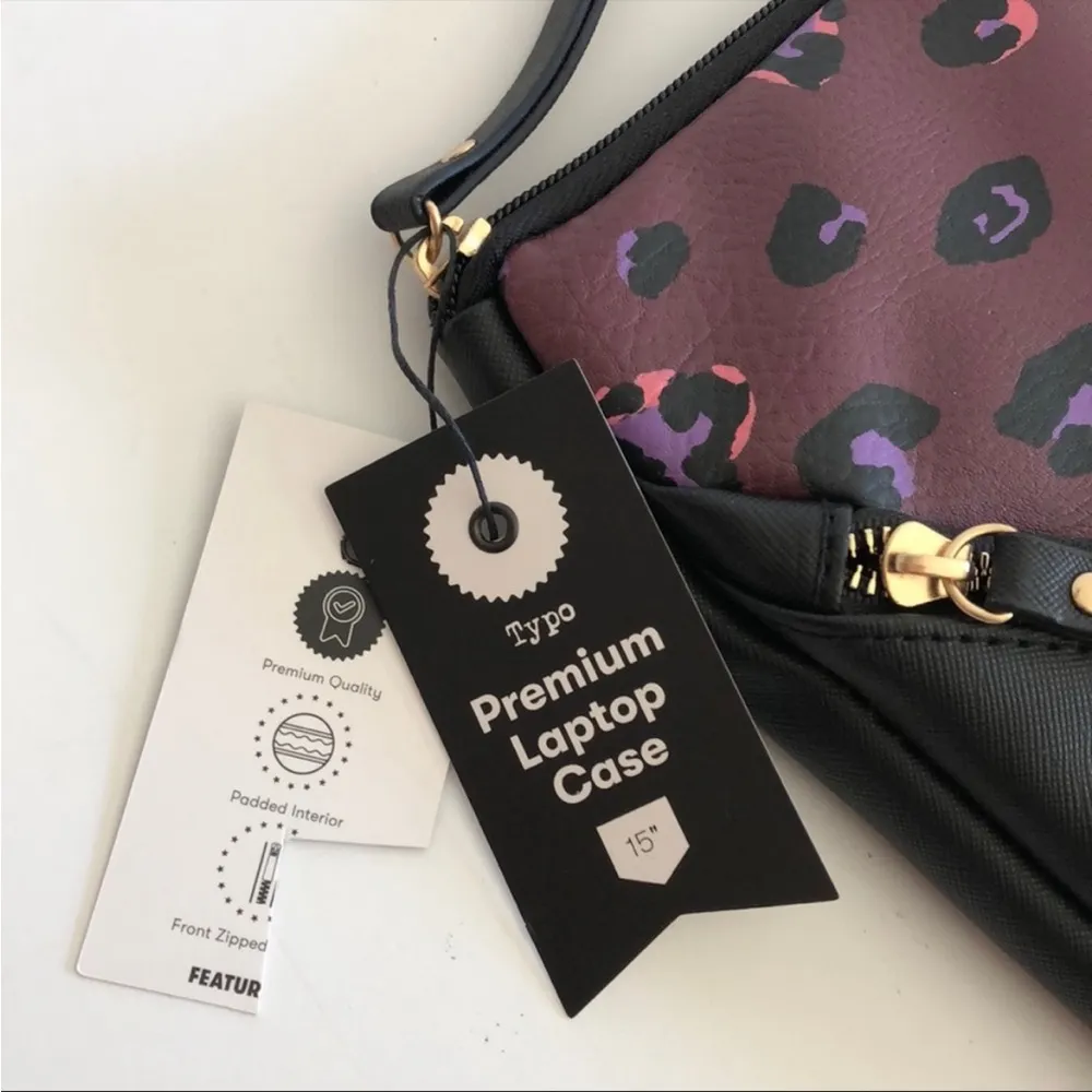 New Cotton On leopard print laptop bag purple 15 inch - Image 11