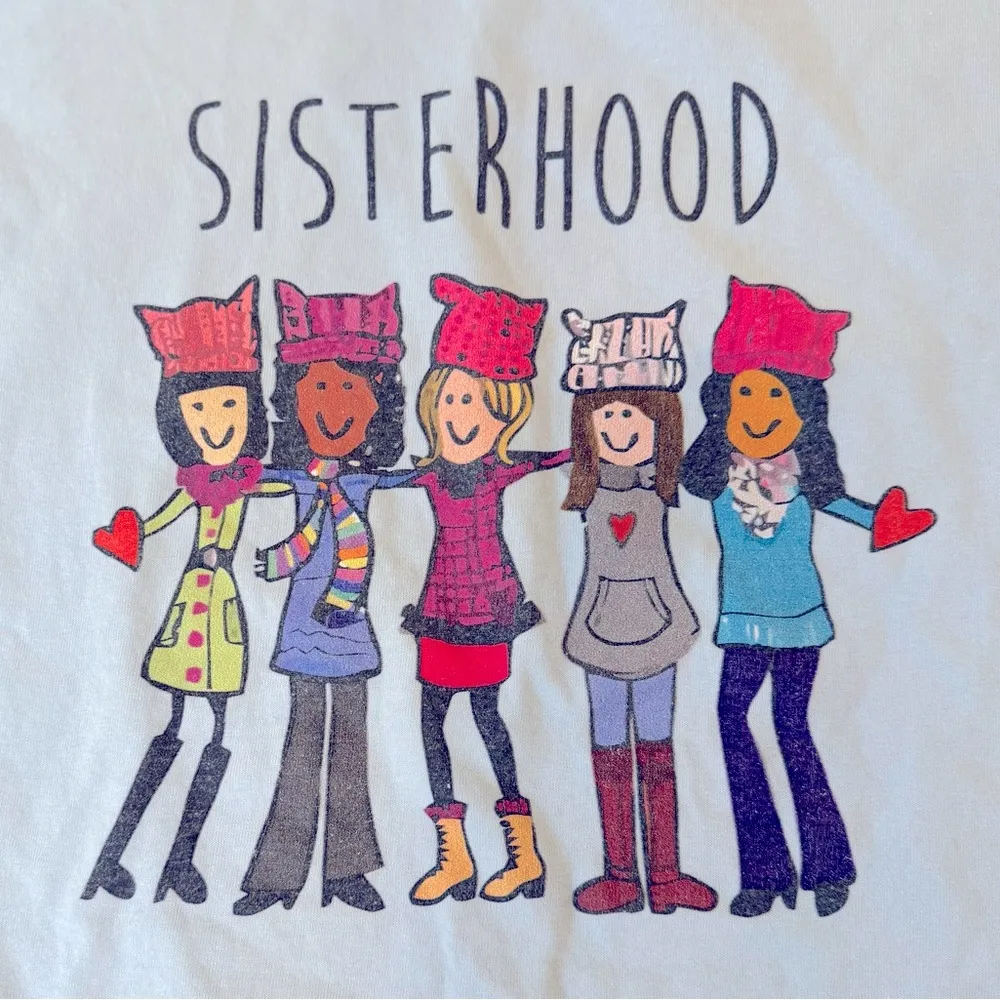 Sisterhood Women's Movement T-shirt Tee Light Blue Size Medium 100% Ultr… - Image 5