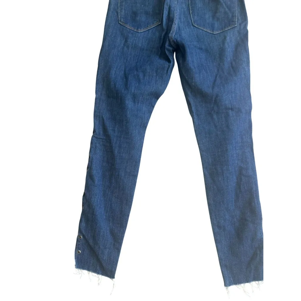 FRAME Women's Dark Wash Black Lace Up Le Skinny de Jeanne Jean Size 27 - Image 8