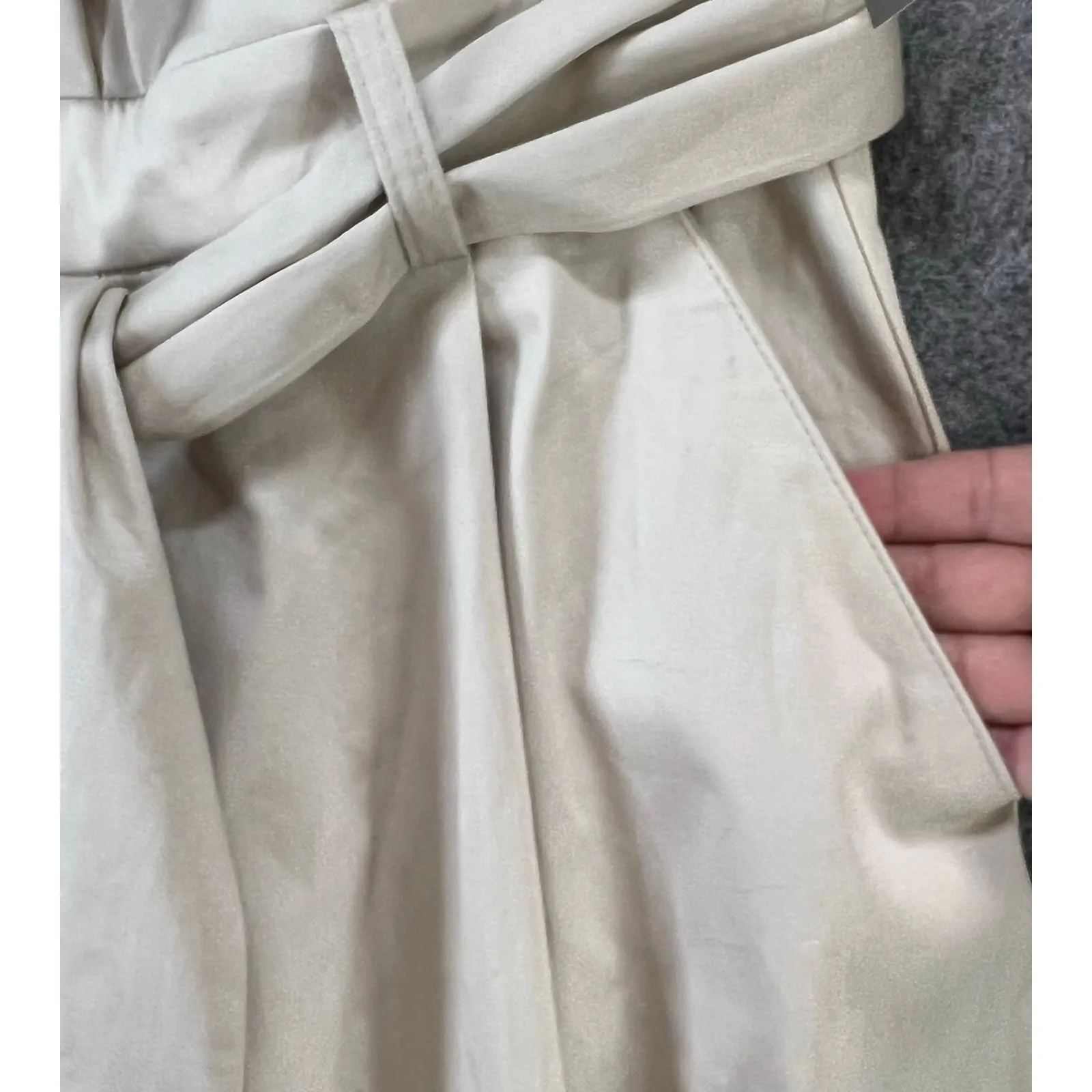 Eva Mendes NYC Midi Dress XS Brown Cream Off The Shoulder Belted Cottage Classic - Image 12