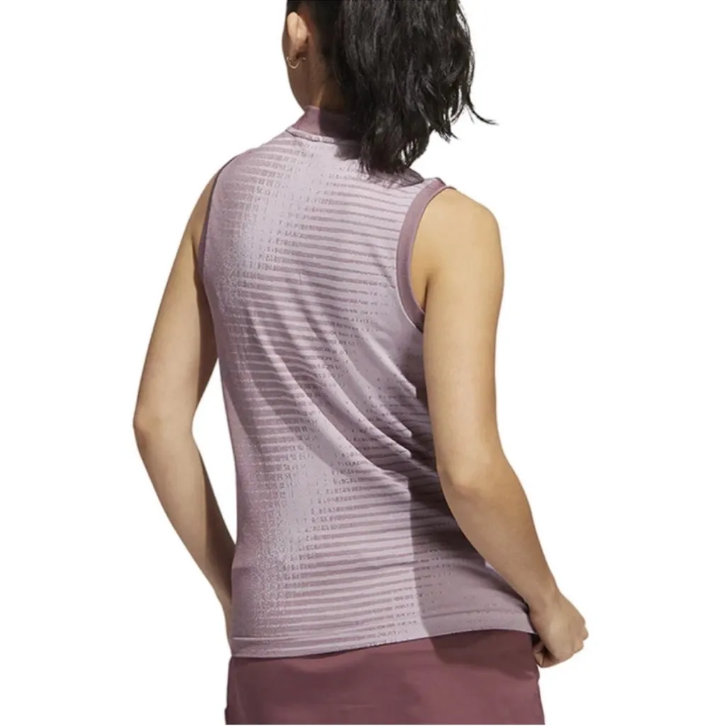 adidas Womens PrimeKnit Sleeveless Polo Golf in Quiet Crimson Purple Size XS - Image 2